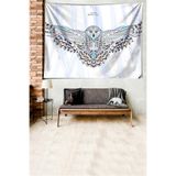 Ontheclouds Snowy Owl Kar Baykuşu Leke Tutmaz Kadife Dokulu Kumaş Duvar Örtüsü Duvar Halısı Tapestry, 140 x 230