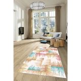 Ontheclouds Soft Renkli Çizgiler Dijital Baskılı Yıkanabilir Kaydırmaz Taban Modern Salon Halısı, 80 x 50
