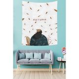 Ontheclouds Sonbahar Temalı Yaprak Kadın Desenli Leke Tutmaz Kumaş Duvar Örtüsü Duvar Halısı Tapestry, 70 x 70