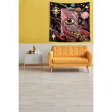 Ontheclouds Sşyah Göz Desenli Leke Tutmaz Kadife Kumaş Duvar Örtüsü Duvar Halısı Tapestry, 140 x 140
