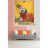 Ontheclouds Strength Tarot Sezar Leke Tutmaz Kadife Dokulu Kumaş Duvar Örtüsü Duvar Halısı Tapestry, 35 x 50