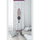 ontheclouds Su Yeşili Tavşan Desenli Bebek Çocuk Odası Fon Perdesi, 140 x 240, FONPRD11, beyaz-fuşya