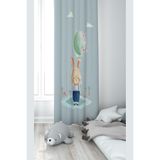 ontheclouds Su Yeşili Tavşan Desenli Bebek Çocuk Odası Fon Perdesi, 70 x 200, FONPRD11, mavi-sarı