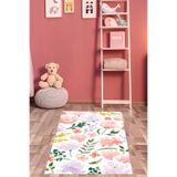 Ontheclouds Suluboya Çiçekler Desenli Yıkanabilir Kaymaz Taban Leke Tutmaz Çocuk Odası Halısık, 100 x 250