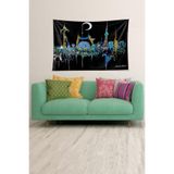 Ontheclouds Suluboya Istanbul Cami Ramazan Tema Leke Tutmaz Kadife Doku Kumaş Duvar Örtüsü Duvar Halısı Tapestry, 35 x 50