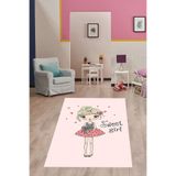 Ontheclouds Sweet Girl Kız Desenli Dijital Baskı Yıkanabilir Kaymaz Taban Çocuk Genç Odası Halısı, 180 x 300