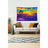 Ontheclouds Tarlada Gün Batımı Ağaç Manzara Leke Tutmaz Kadife Dokulu Kumaş Duvar Örtüsü Duvar Halısı Tapestry, 140 x 140