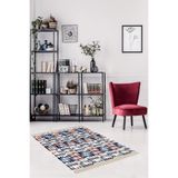 Ontheclouds Taş Desenli Renk Bloklu Dijital Baskı Yıkanabilir Kaymaz Taban Modern Salon Halısı, 80 x 500 MEG194T