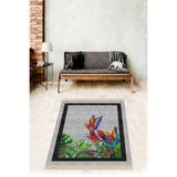 Ontheclouds Tropikal Yaprak Papağan Desenli Dijital Baskı Yıkanabilir Kaymaz Taban Leke Tutmaz Salon Halısı, 100 x 350 BLT-S-034AA