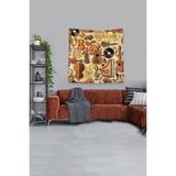 Ontheclouds Turuncu Müzik Aletleri Leke Tutmaz Kadife Kumaş Duvar Örtüsü Duvar Halısı Tapestry, 140 x 140