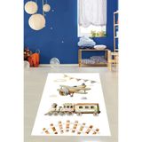 Ontheclouds Uçak Ve Tren Yıkanabilir Kaymaz Taban Leke Tutmaz Çocuk Odası Halısı, 100 x 350