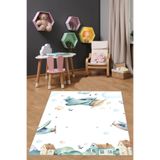 Ontheclouds Uçaklar Bulutlar Yıldızlar Yıkanabilir Kaymaz Taban Leke Tutmaz Çocuk Odası Halısı, 80 x 50