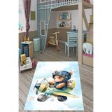 Ontheclouds Uçan Ayıcık Pilot Ayı Uçak Desen Yıkanabilir Kaymaz Taban Leke Tutmaz Çocuk Odası Halısık, 80 x 200