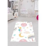 Ontheclouds Uçan Balon Bulut Desenli Halı Dijital Baskı Yıkanabilir Kaymaz Taban Leke Tutmaz Çocuk Odası Halısı, 100 x 150 BLT-P-045E