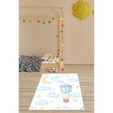 Ontheclouds Uçan Balon Bulut Desenli Halı Dijital Baskı Yıkanabilir Kaymaz Taban Leke Tutmaz Çocuk Odası Halısı, 100 x 150 BLT-P-162E