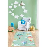 Ontheclouds Uçan Balon Bulut Desenli Halı Dijital Baskı Yıkanabilir Kaymaz Taban Leke Tutmaz Çocuk Odası Halısı, 80 x 600 BLT-P-124H
