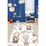 Ontheclouds Uçan Balon Içinde Ayıcık Ve Aslan Arkadaş Yıkanabilir Kaymaz Taban Leke Tutmaz Çocuk Odası Halısık, 100 x 400 PNHC0286P