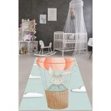 Ontheclouds Uçan Balonda Tavşancık Bohem Tarz Minimal Yıkanabilir Kaymaz Taban Leke Tutmaz Çocuk Odası Halısık, 100 x 250