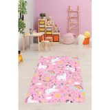 Ontheclouds Unicorn Desen Yıldız Gökkuşağı Dijital Baskı Yıkanabilir Kaymaz Taban Leke Tutmaz Çocuk Odası Halısı, 180 x 250 BLT-P-032AH