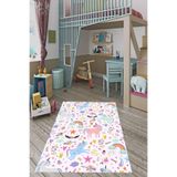 Ontheclouds Unicorn Desen Yıldız Gökkuşağı Dijital Baskı Yıkanabilir Kaymaz Taban Leke Tutmaz Çocuk Odası Halısı, 80 x 400 BLT-P-031D