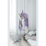ontheclouds Unicorn Desenli Dijital Baskı Bebek Çocuk Fon Perde, 140 x 200, FONPRD11, beyaz-mor