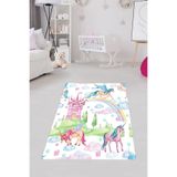 Ontheclouds Unicorn Desenli Unicornlu Dijital Baskı Yıkanabilir Kaymaz Taban Leke Tutmaz Çocuk Odası Halısı, 100 x 600