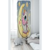 ontheclouds Unicorn ve Ay Desenli Dijital Baskı Fon Perdesi, 70 x 200, FONPRD15, sarı-gri