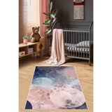 Ontheclouds Uzay Desenli Gezegen Gold Dijital Baskı Yıkanabilir Kaymaz Taban Pembe Genç Kız Çocuk Odası Halısı, 100 x 350