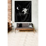 Ontheclouds Uzayda Seksek Oynayan Astronot Leke Tutmaz Kadife Kumaş Duvar Örtüsü Duvar Halısı Tapestry, 70 x 100