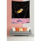 Ontheclouds Uzayda Süzülen Sevimli Astronot Kedi Leke Tutmaz Kumaş Duvar Örtüsü Duvar Halısı Tapestry, 70 x 70