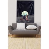 Ontheclouds Uzaydan Dünyayı Izleyen Kadın Ve Adam Leke Tutmaz Kadife Kumaş Duvar Örtüsü Duvar Halısı Tapestry, 140 x 230