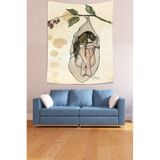 Ontheclouds Üzgün Kız Temalı Leke Tutmaz Kumaş Duvar Örtüsü Duvar Halısı Tapestry, 35 x 50