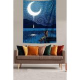 Ontheclouds Van Gogh Iskelede Yıldzlı Gece Leke Tutmaz Kumaş Duvar Örtüsü Duvar Halısı Tapestry, 70 x 100