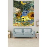 Ontheclouds Van Gogh Keveloya Ayçiçeği Leke Tutmaz Kumaş Duvar Örtüsü Duvar Halısı Tapestry, 70 x 70