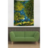 Ontheclouds Van Gogh Köy Evi Ve Tarlalar Leke Tutmaz Kumaş Duvar Örtüsü Duvar Halısı Tapestry, 70 x 100