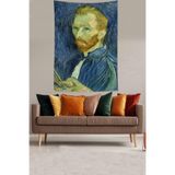 Ontheclouds Van Gogh Portresi Leke Tutmaz Kadife Dokulu Kumaş Duvar Örtüsü Duvar Halısı Tapestry, 140 x 230
