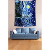 Ontheclouds Van Gogh Sevimli Kedi Leke Tutmaz Kumaş Duvar Örtüsü Duvar Halısı Tapestry, 70 x 70