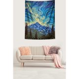 Ontheclouds Van Gogh Yıldızlı Geceler Dağ Manzarası Leke Tutmaz Kumaş Duvar Örtüsü Duvar Halısı Tapestry, 70 x 70