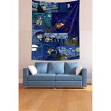 Ontheclouds Van Gogh Yıldızlı Geceler Temalı Tablolar Leke Tutmaz Kumaş Duvar Örtüsü Duvar Halısı Tapestry, 100 x 140