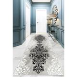 Ontheclouds Varak Desenli Osmanlı Motif Dijital Baskı Yıkanabilir Kaymaz Taban Kilim Model Salon Halısı, 80 x 300