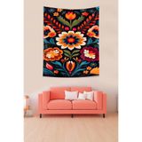Ontheclouds Vintage Çiçek Leke Tutmaz Kumaş Duvar Örtüsü Duvar Halısı Tapestry, 140 x 140