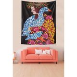 Ontheclouds Vintage Desen Çiçekli Minimalist Kız Leke Tutmaz Kumaş Duvar Örtüsü Duvar Halısı Tapestry, 70 x 70
