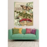 Ontheclouds Vintage Kelebek Mantar Leke Tutmaz Kumaş Duvar Örtüsü Duvar Halısı Tapestry, 140 x 230