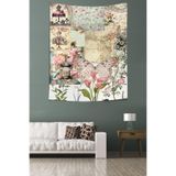 Ontheclouds Vintage Tema Kolaj Kelebek Çiçek Desenli Leke Tutmaz Kumaş Duvar Örtüsü Duvar Halısı Tapestry, 70 x 100