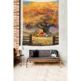 Ontheclouds Winnie The Pooh Karakterleri Leke Tutmaz Kumaş Duvar Örtüsü Duvar Halısı Tapestry, 140 x 140