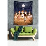 Ontheclouds Yakamozlu Gece Ateş Etrafında Dans Eden Kızlar Leke Tutmaz Kumaş Duvar Örtüsü Duvar Halısı Tapestry, 140 x 140