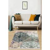 Ontheclouds Yaprak Desenli Dijital Baskı Yıkanabilir Kaymaz Taban Modern Salon Halısı, 80 x 600