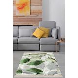 Ontheclouds Yaprak Desenli Renk Geçişli Dijital Baskı Yıkanabilir Kaymaz Taban Salon Halısı, 100 x 100