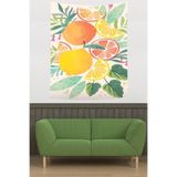 Ontheclouds Yapraklı Limon Greyfurt Meyveler Leke Tutmaz Kumaş Duvar Örtüsü Duvar Halısı Tapestry, 70 x 100