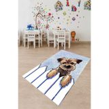 Ontheclouds Yavru Köpek Desenli Dijital Baskı Yıkanabilir Kaymaz Taban Çocuk Odası Halısı, 80 x 400